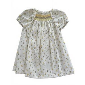 NEW BELAN.J girl's peras amarillo short sleeve dress in white